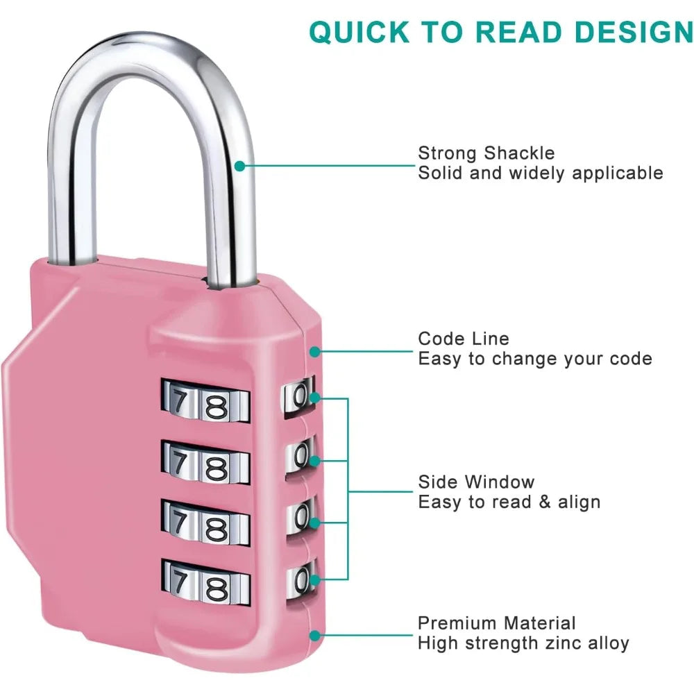 4-Digit Resettable Combination Padlock – Weatherproof Keyless Lock