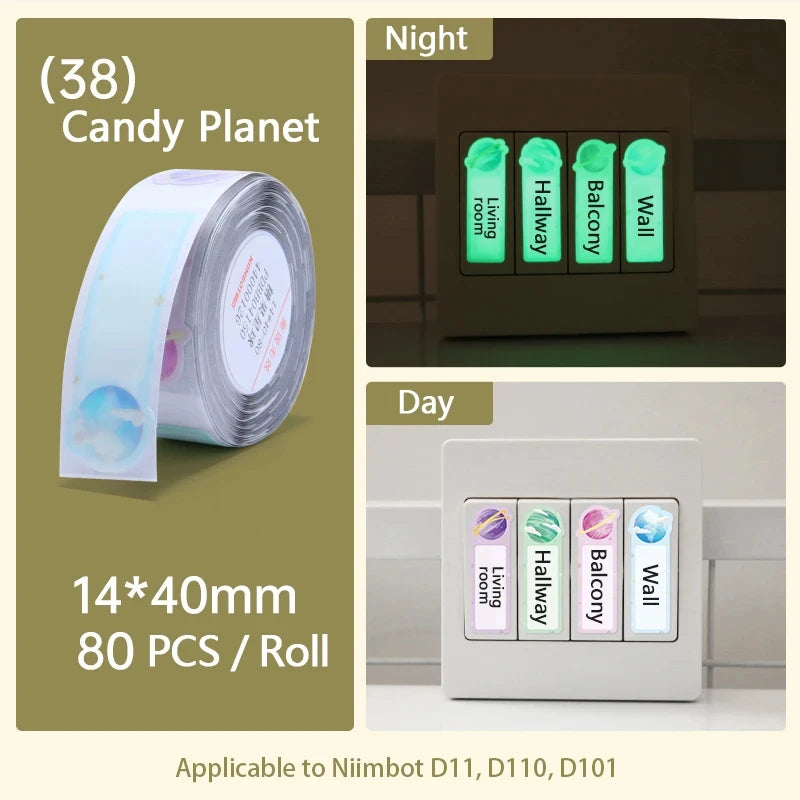 Niimbot D11 D110 D101 Luminous Fluorescent Label Sticker Roll