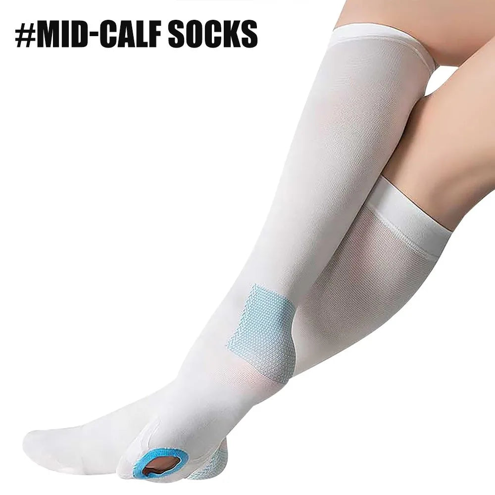 Thigh High Compression Stockings Open Toe – 1 Pair S–XXL