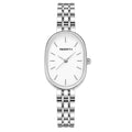 REBIRTH Retro Oval Roman Numeral Women's Quartz Watch Women's Quartz Watch Nixie Silver