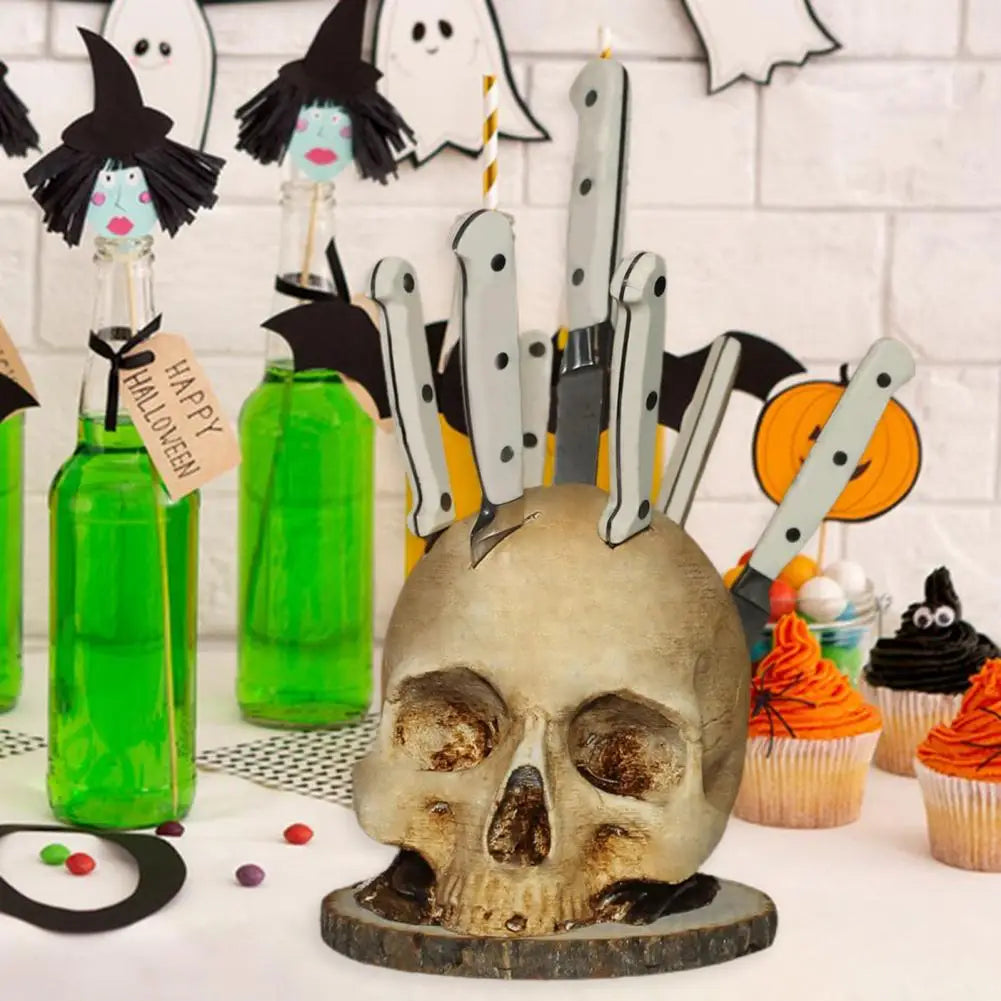 Skull Knife Holder – Gothic Halloween Kitchen Decor & Gift