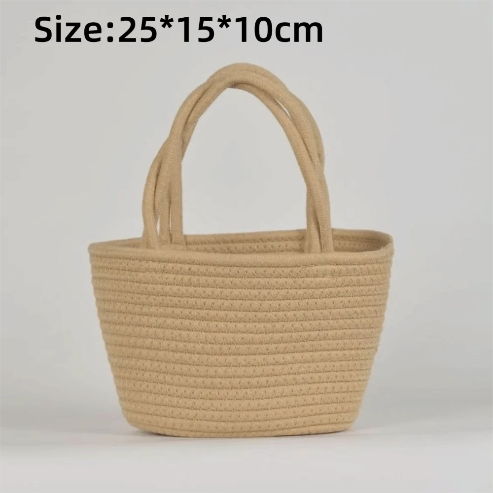 Boho Cotton Rope Woven Bucket Bag – Beach Tote Handbag Woven Bucket Handbag Nixie