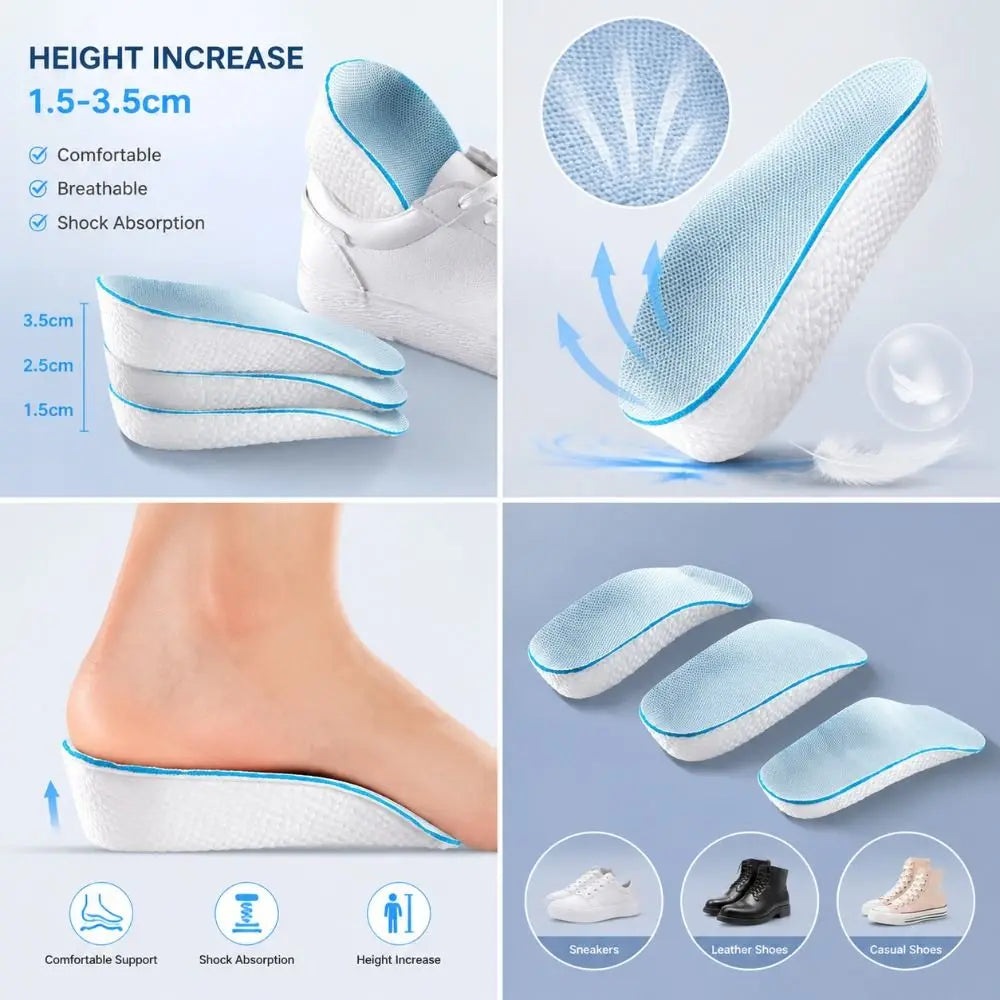 Height Increase Insoles EVA Heel Lift Pads 1.5–3.5cm Boost Height Increase Insoles Nixie