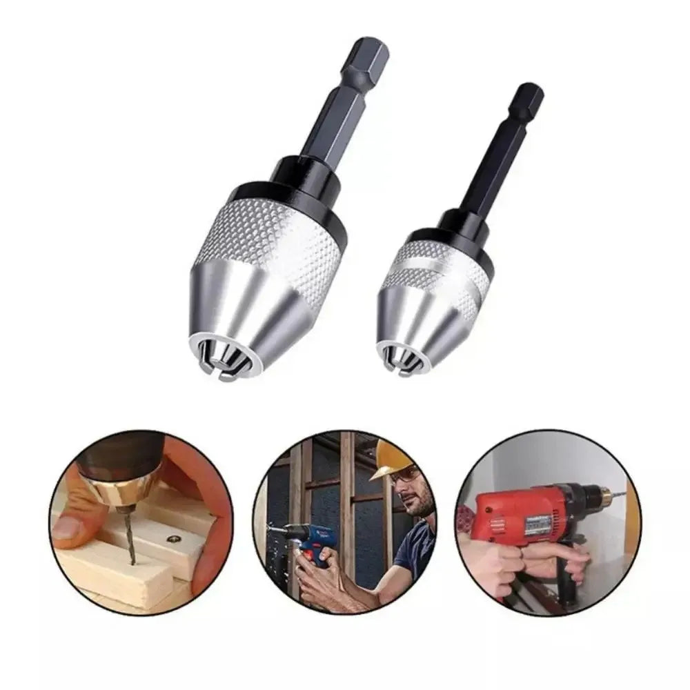Hex Shank Keyless Drill Chuck Adapter for Mini Screwdriver Bits