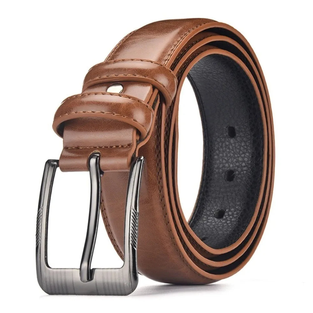 Retro PU Leather Men's Belt – Adjustable Metal Pin Buckle