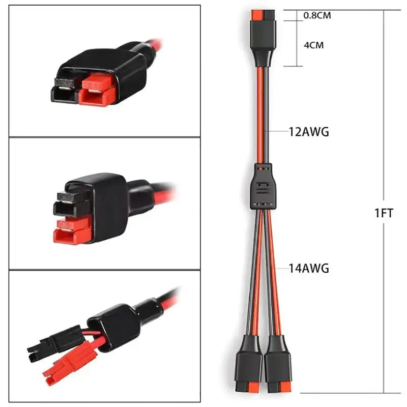 45A 14AWG Solar Panel Power Splitter Cable – 1 to 2 & 1 to 3 Solar Power Cable Nixie