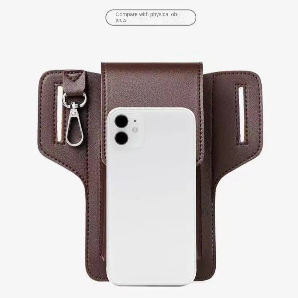 Men's PU Leather Belt Pouch – Phone, Card & Key Waist Pack Belt Waist Pouch Nixie