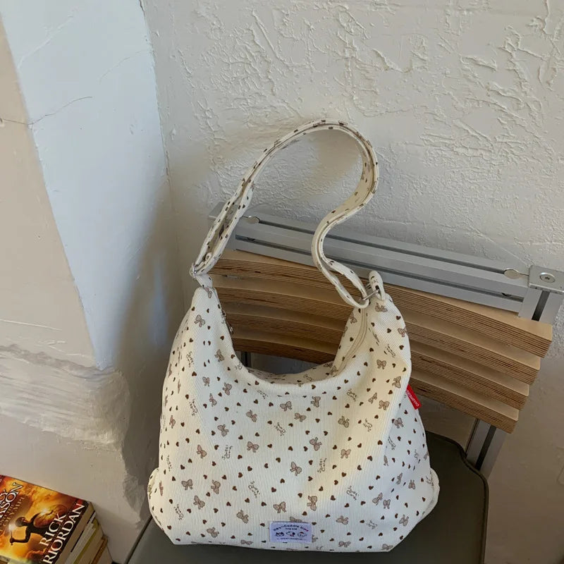 Women's Large Capacity Corduroy Shoulder Crossbody Bag Shoulder Crossbody Bag Nixie BB-683-White Extra Large