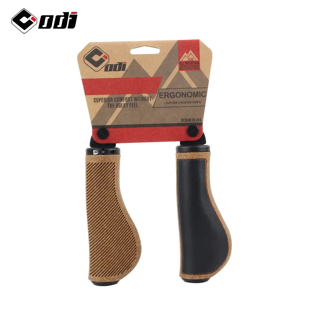ODI Leather MTB Bike Grips – Ergonomic Handlebar Grips Bike Handlebar Grips Nixie OAK-BLACK
