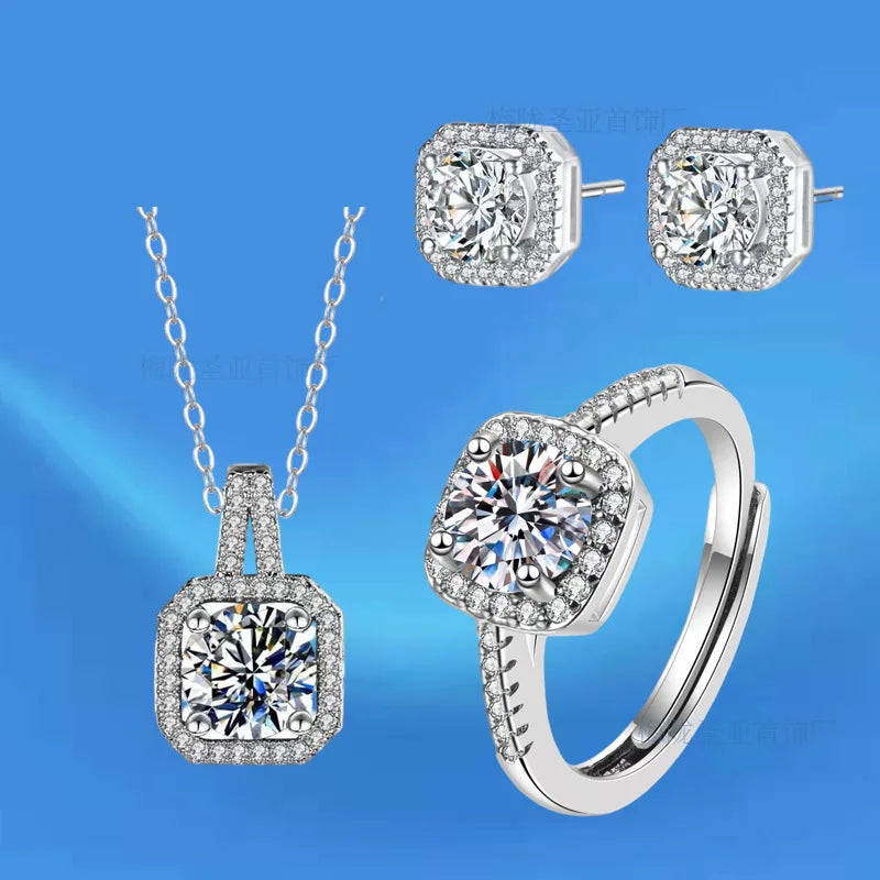 Square CZ Crystal Bridal Jewelry Set – Necklace, Earrings & Ring Bridal Jewelry Set Nixie 45cm Jewelry Set