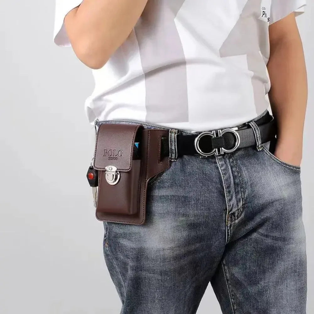 Men's PU Leather Belt Pouch – Phone, Card & Key Waist Pack Belt Waist Pouch Nixie