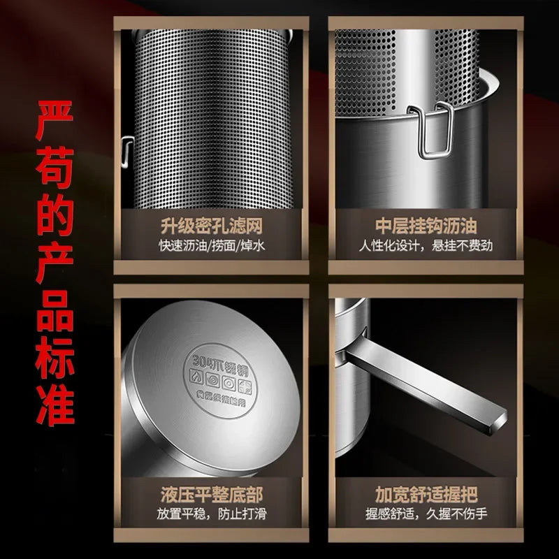 304 Stainless Steel Deep Fryer with Oil Filter – 1-2L Deep Fry Pan Nixie