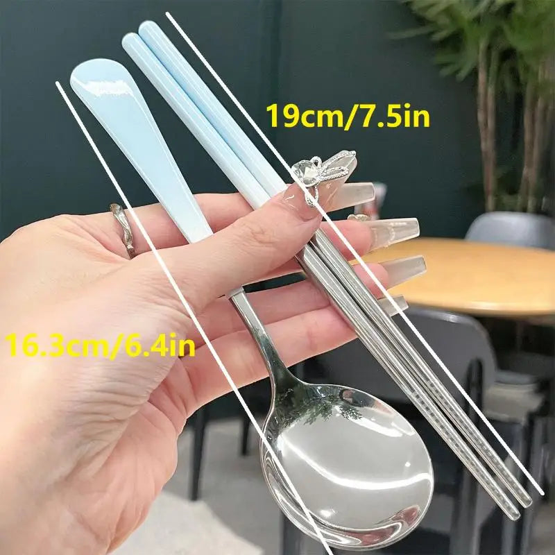 Portable Stainless Steel Cutlery Set – Spoon & Chopsticks with Case Portable Cutlery Set Nixie