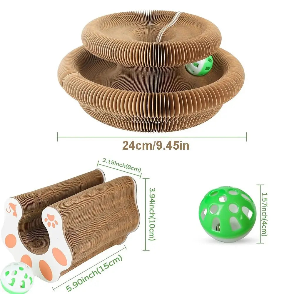 Kitty Kurlz Accordion Cat Toy – Scratch Pad & Bell Ball