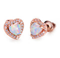 Heart Opal & Crystal Dangle Earrings – Hypoallergenic