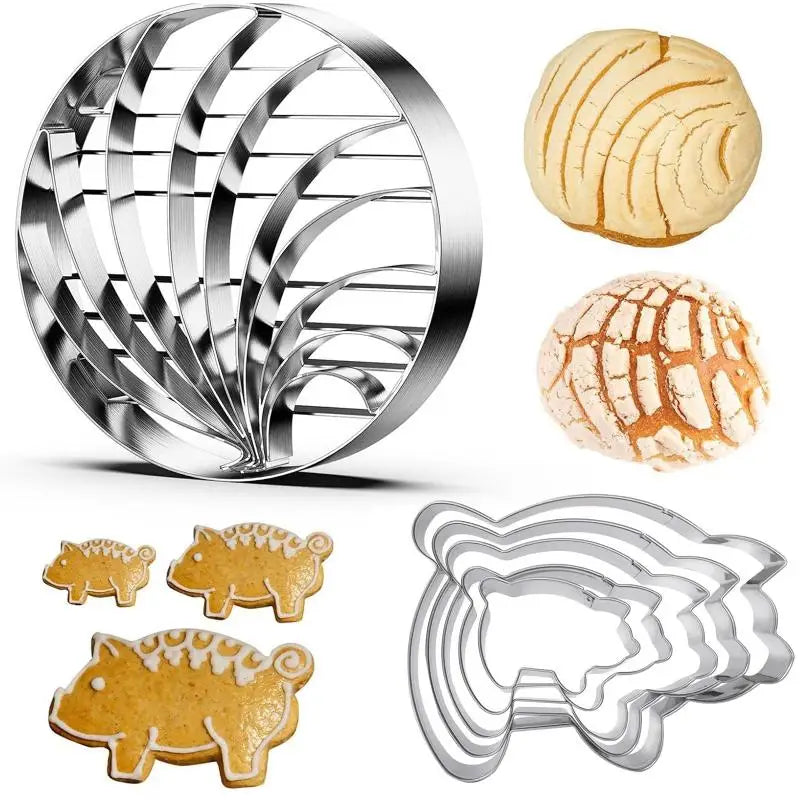 Pig Cookie Cutter Set & Concha Bread Mold – Stainless Steel Cookie Cutter Set Nixie