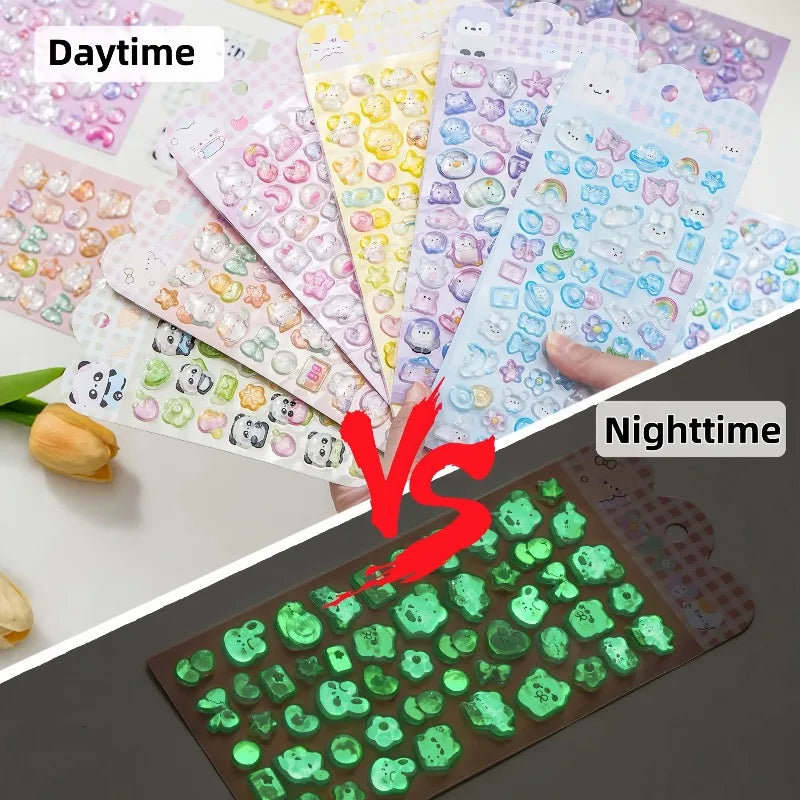 3D Embossed Cartoon Stickers – Luminous & Non-Luminous Decorative Stickers Nixie
