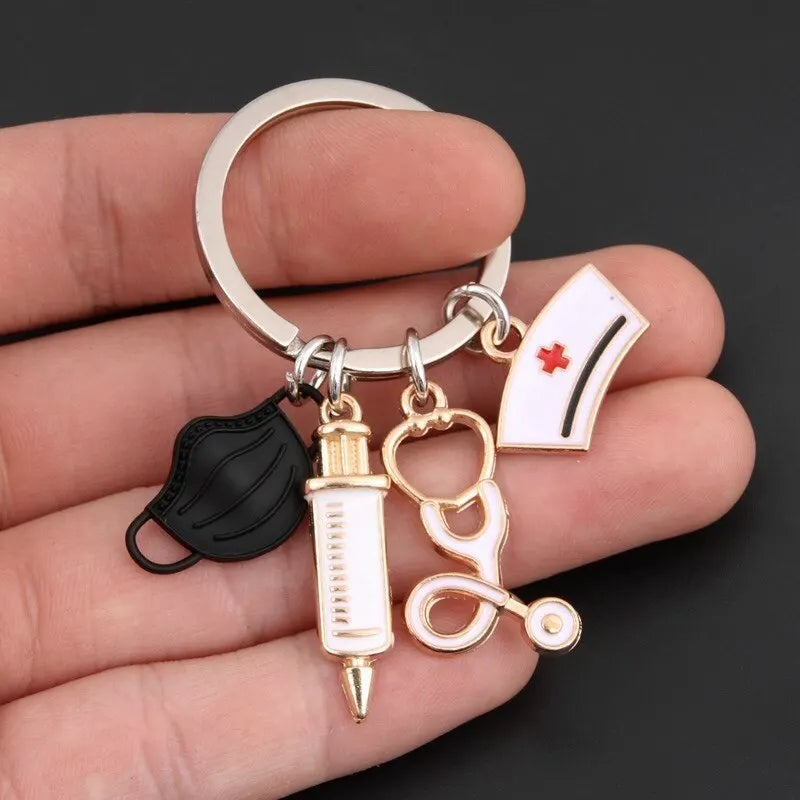 3-Piece Medical Theme Keychain Set – Nurse Doctor Quirky Style Novelty Keychain Set Nixie