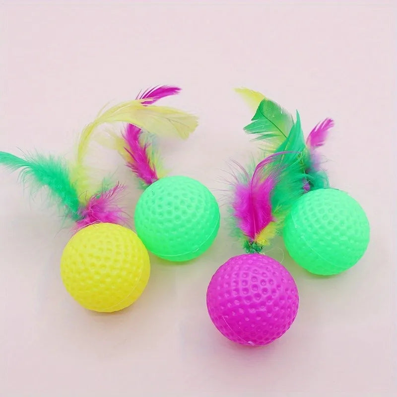 Sisal Scratching Ball Cat Toy with Feather – 1 or 5 Pcs Interactive Cat Toy Nixie