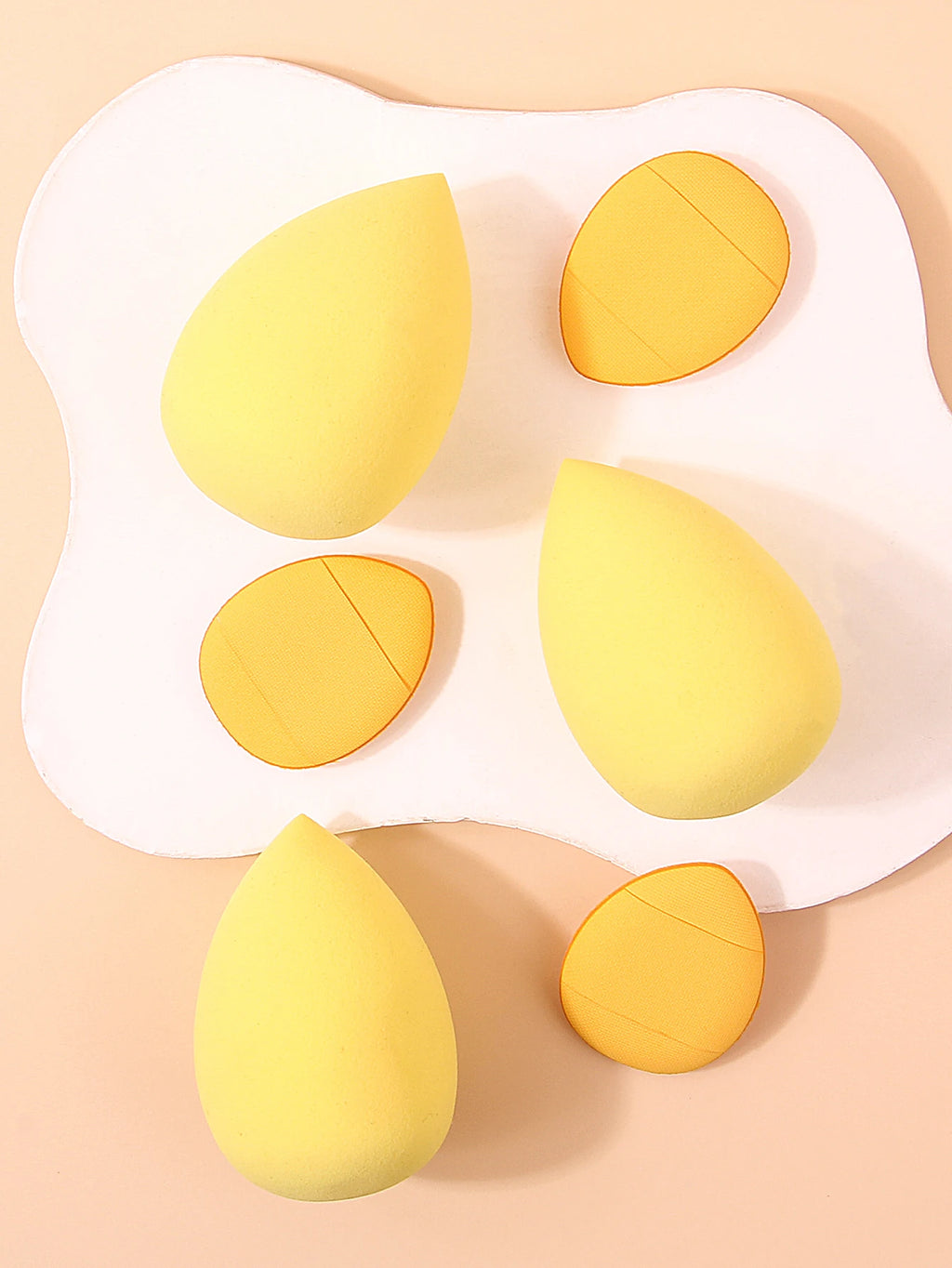 6PCS Yellow Waterdrop Makeup Sponge Set – Foundation & Concealer Makeup Sponge Set Nixie