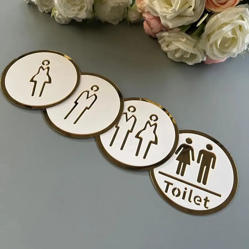 3D Acrylic Restroom Sign Self-Adhesive Men Women Bathroom Sticker Bathroom Door Sign Nixie