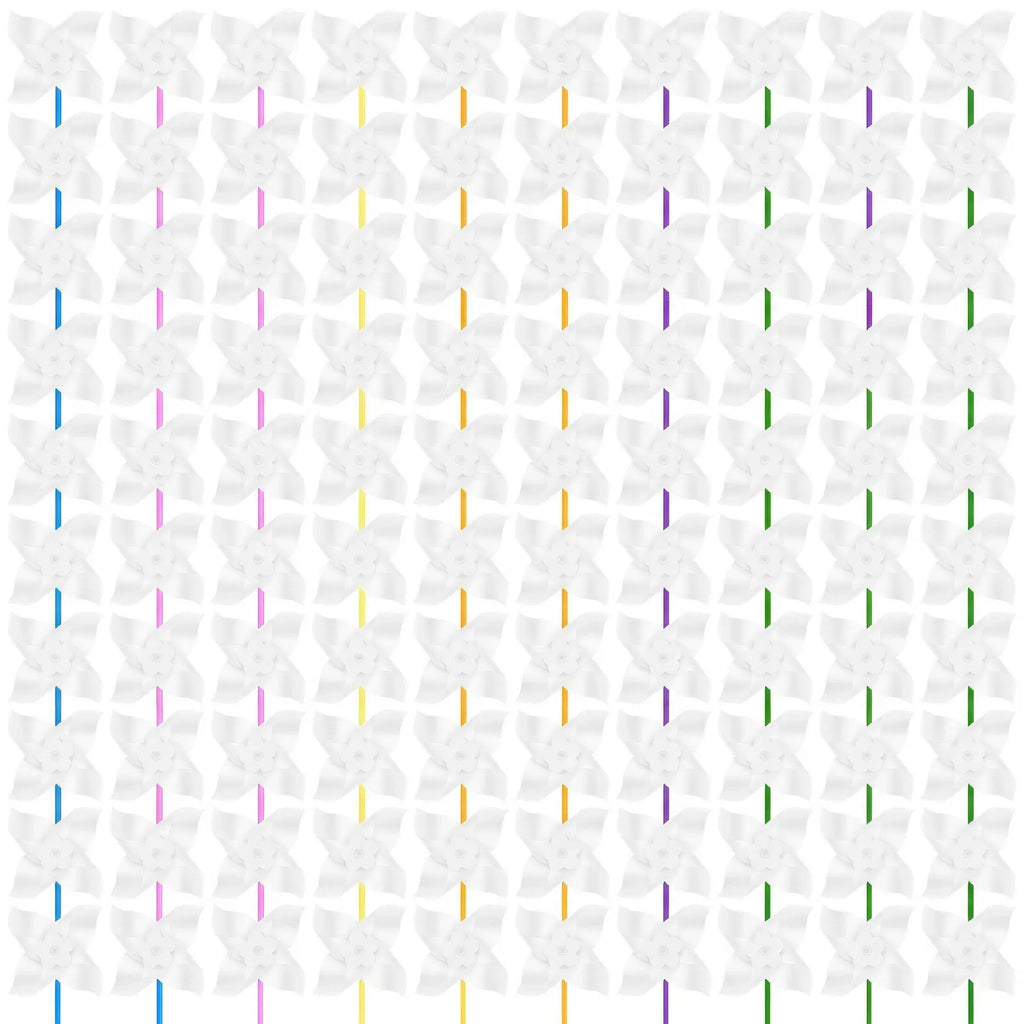 100Pcs Blank DIY Paper Pinwheel Craft Kit for Kids & Parties DIY Craft Kit Nixie White 100 pieces