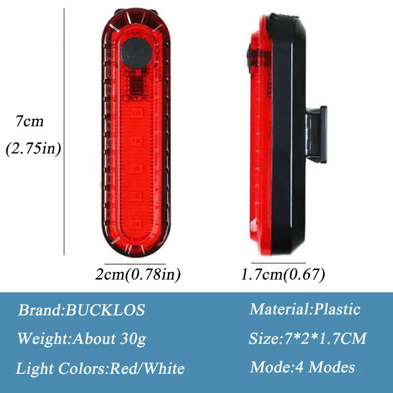 BUCKLOS Rechargeable LED Bike Tail Light | Waterproof MTB Bicycle Tail Light Nixie