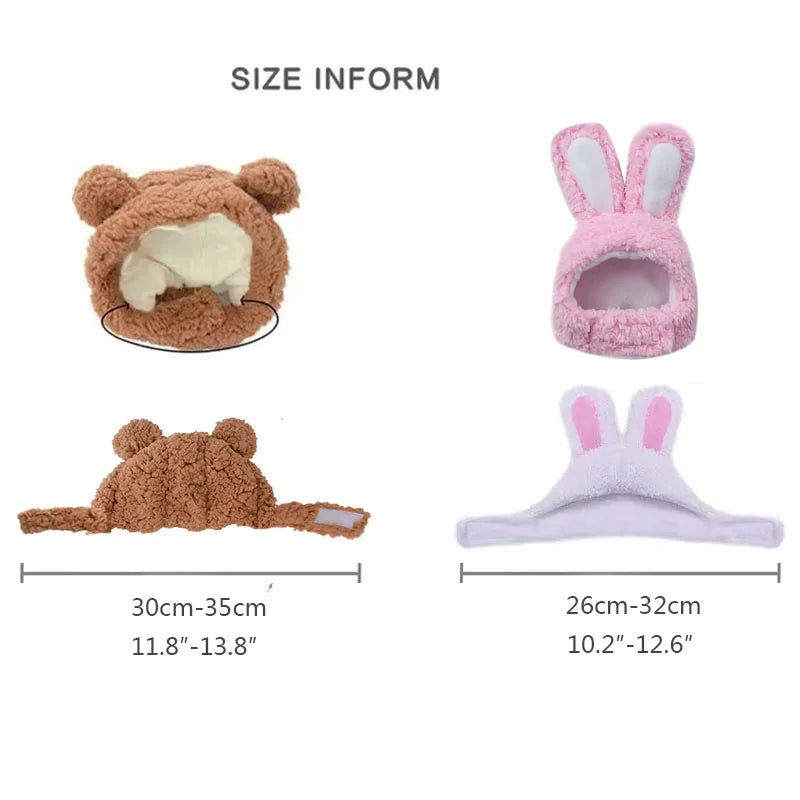 Cute Bear Rabbit Hooded Pet Hat – Soft Fleece Cat & Dog Cosplay Pet Costume Hat Nixie