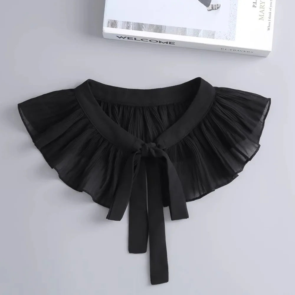 Lace Frill Detachable False Collar – Women's Removable Cape Detachable Collar Nixie Black