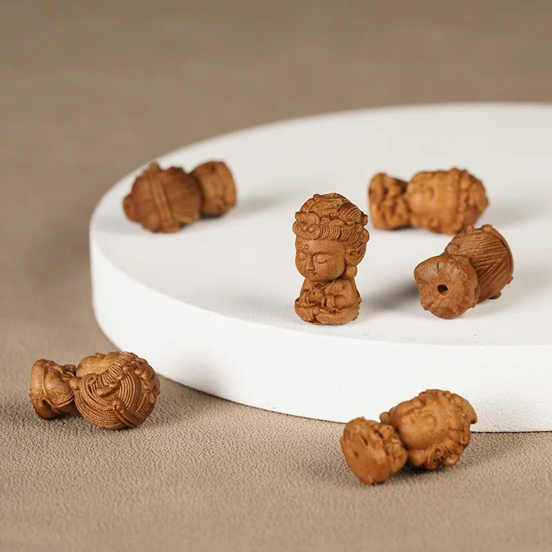 Natural Sandalwood Wooden Bead Bracelet – Baby Guanyin Pendant