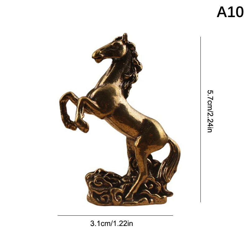 Brass Horse Figurine Feng Shui Zodiac Lucky Statue Home Decor Decorative Figurine Nixie A10