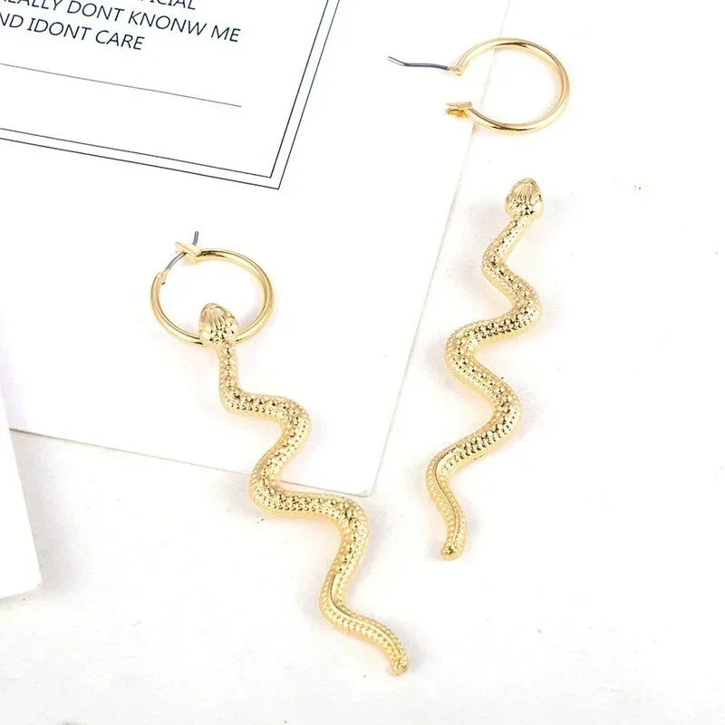 Vintage Snake Dangle Stud Earrings – Zinc Alloy Animal Style Dangle Stud Earrings Nixie