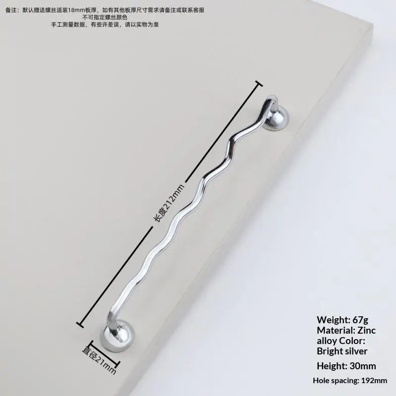 Zinc Alloy Wavy Cabinet Pull Handle – Modern Kitchen & Bath