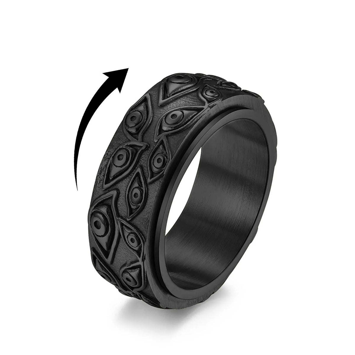 Stainless Steel Spinner Fidget Ring – Punk Skull Star Unisex