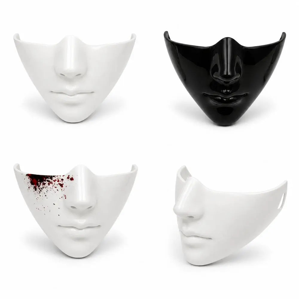 Glossy Black Half Face Mask | PVC Cosplay Masquerade Mask Cosplay Face Mask Nixie