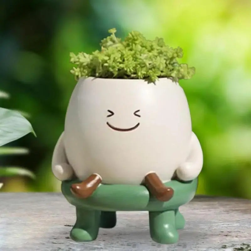 Cute Smile Legs Mini Resin Cactus Planter Pot 9x10cm