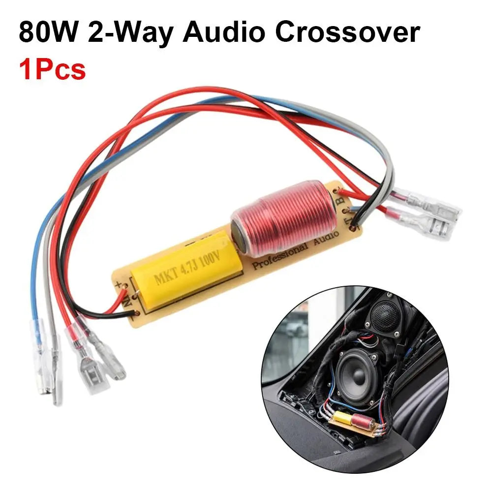 80W 2-Way Car Audio Crossover HiFi Frequency Divider 4-8Ω Car Audio Crossover Nixie