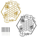 2-Piece Metal Bee Wall Art Set – Gold & Black Hanging Decor Metal Wall Art Nixie black gold 2