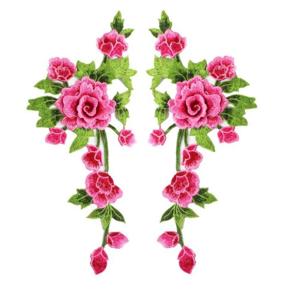 3D Rose Flower Embroidery Applique Patches – DIY Sewing Embroidery Applique Patch Nixie Rose Red