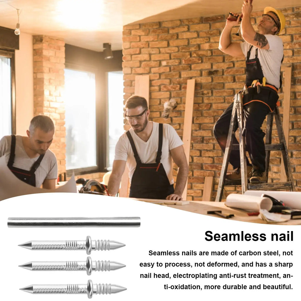 100Pcs Double-Head Skirting Nails with Sleeve – Rust-Proof Steel