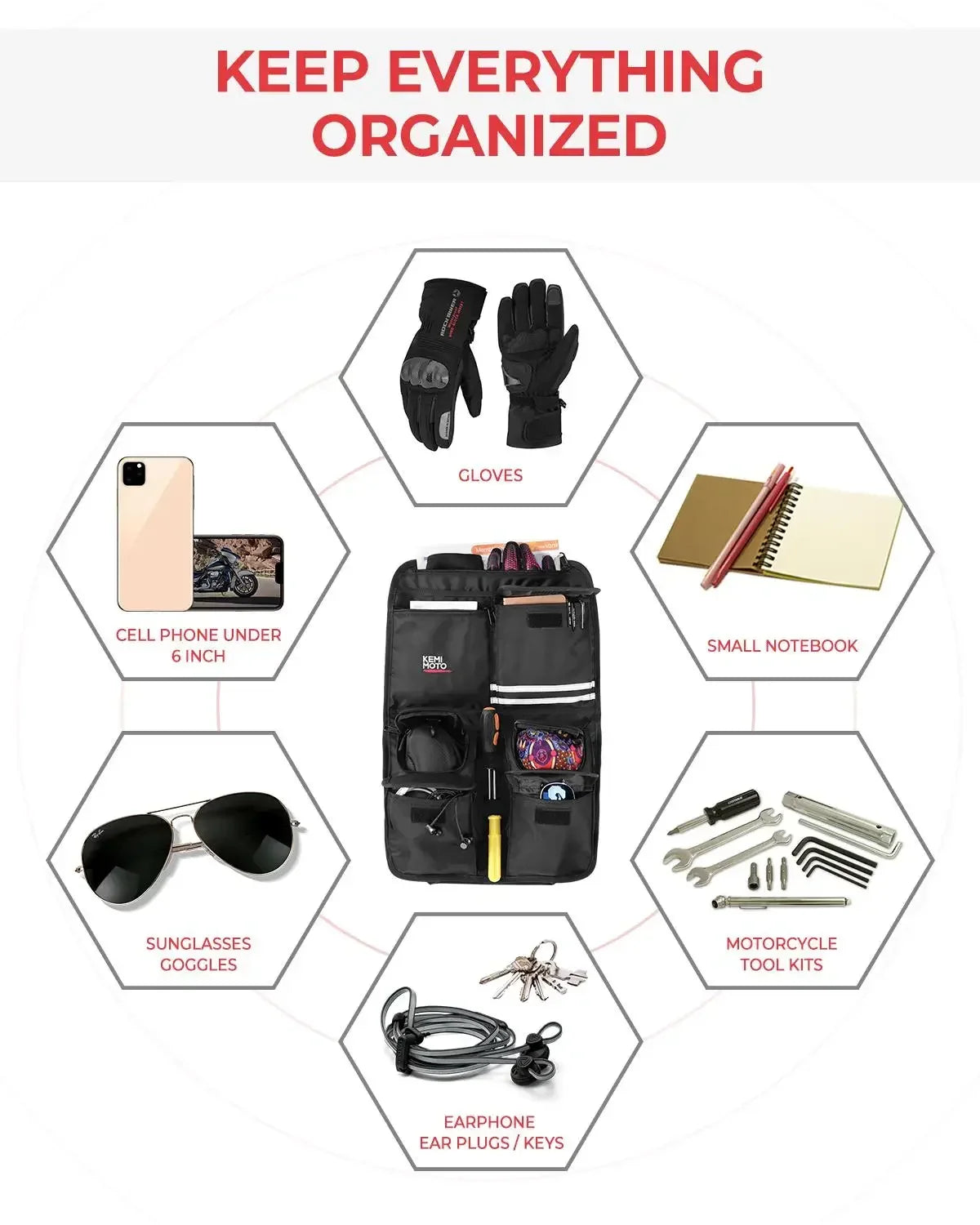 Tour Pack Lid Organizer Bag – Road King, Street & Road Glide Motorcycle Organizer Bag Nixie