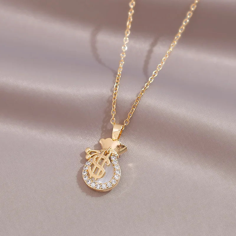 Gold Coin Bag Pendant Choker Necklace for Women Pendant Choker Necklace Nixie XL1997-67