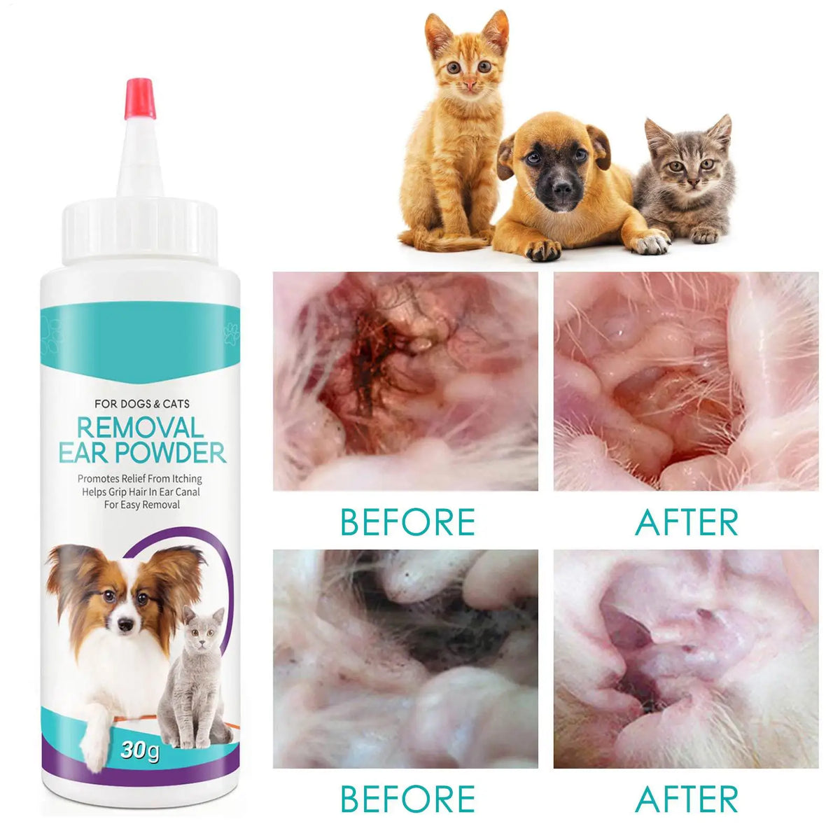 30g Pet Ear Powder – Dog & Cat Ear Cleaning & Deodorizing Pet Ear Powder Nixie