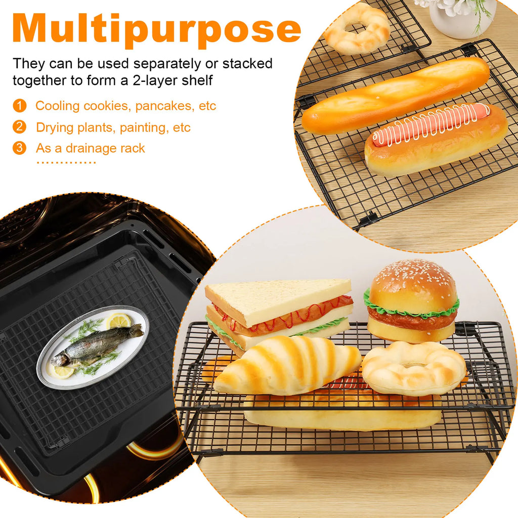 2-Pack Nonstick Carbon Steel Cooling Rack with Collapsible Legs