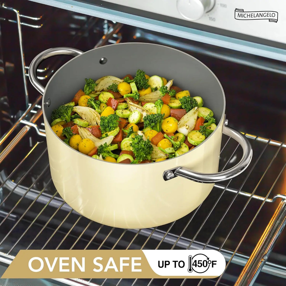 MICHELANGELO 6QT Ceramic Nonstick Stock Pot with Lid | Induction Ceramic Stock Pot Nixie