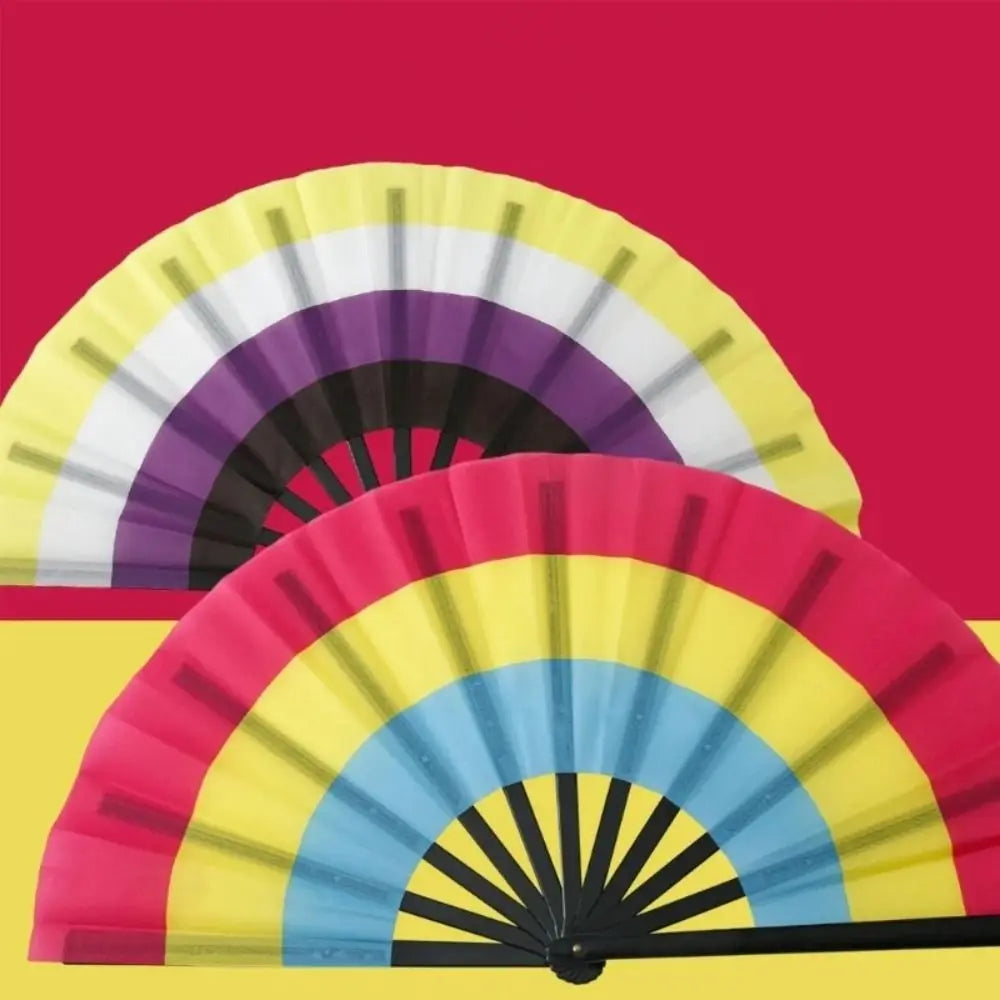 Colourful Folding Kung Fu Fan 33cm – Rainbow Performance Prop Folding Performance Fan Nixie