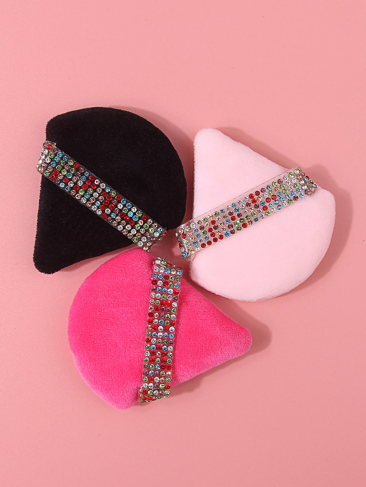 3Pcs Diamond Triangle Velvet Powder Puff Makeup Sponge Set Makeup Powder Puff Nixie
