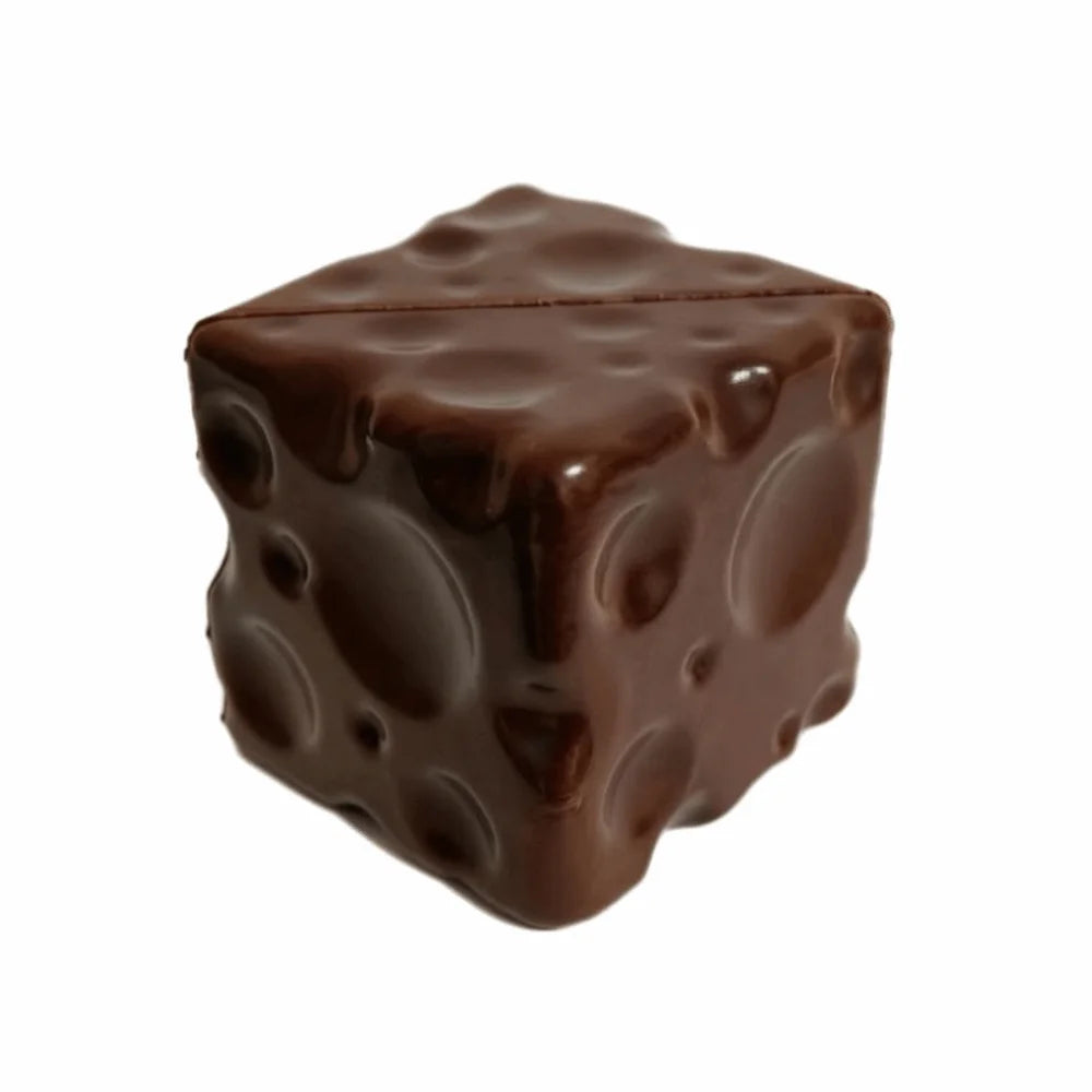 Cheese Cube Squishy ASMR Sensory Fidget Toy for Adults Squishy Fidget Toy Nixie 6cm- Coffee Color