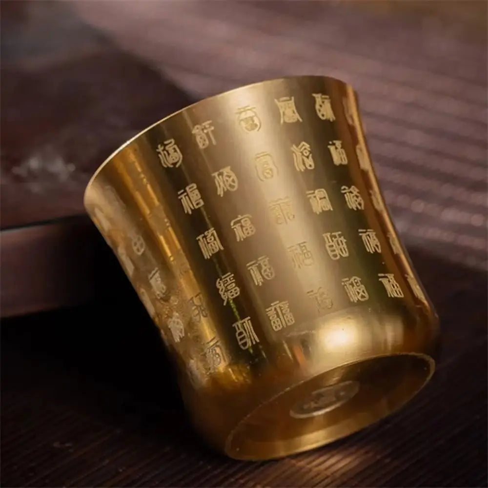 Brass Baifu Cup Cornucopia Desktop Ornament – 6cm Polished