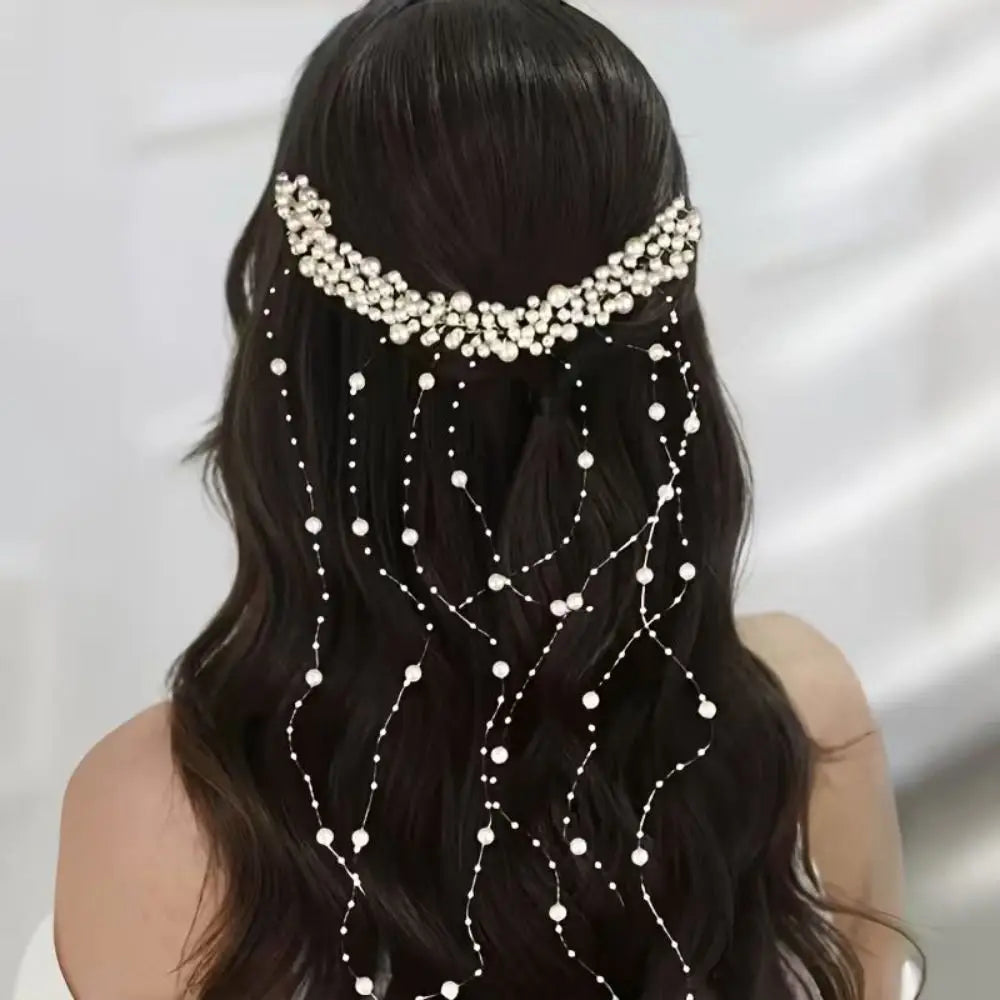 Elegant Bridal Pearl Hair Comb with Tassel & Bead Accents Bridal Hair Comb Nixie